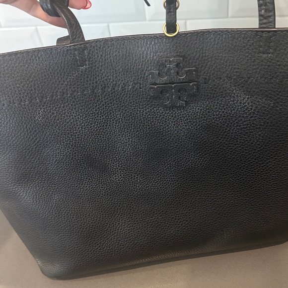 Tory Burch Black Pebbled Leather Tote - Picture 6 of 16